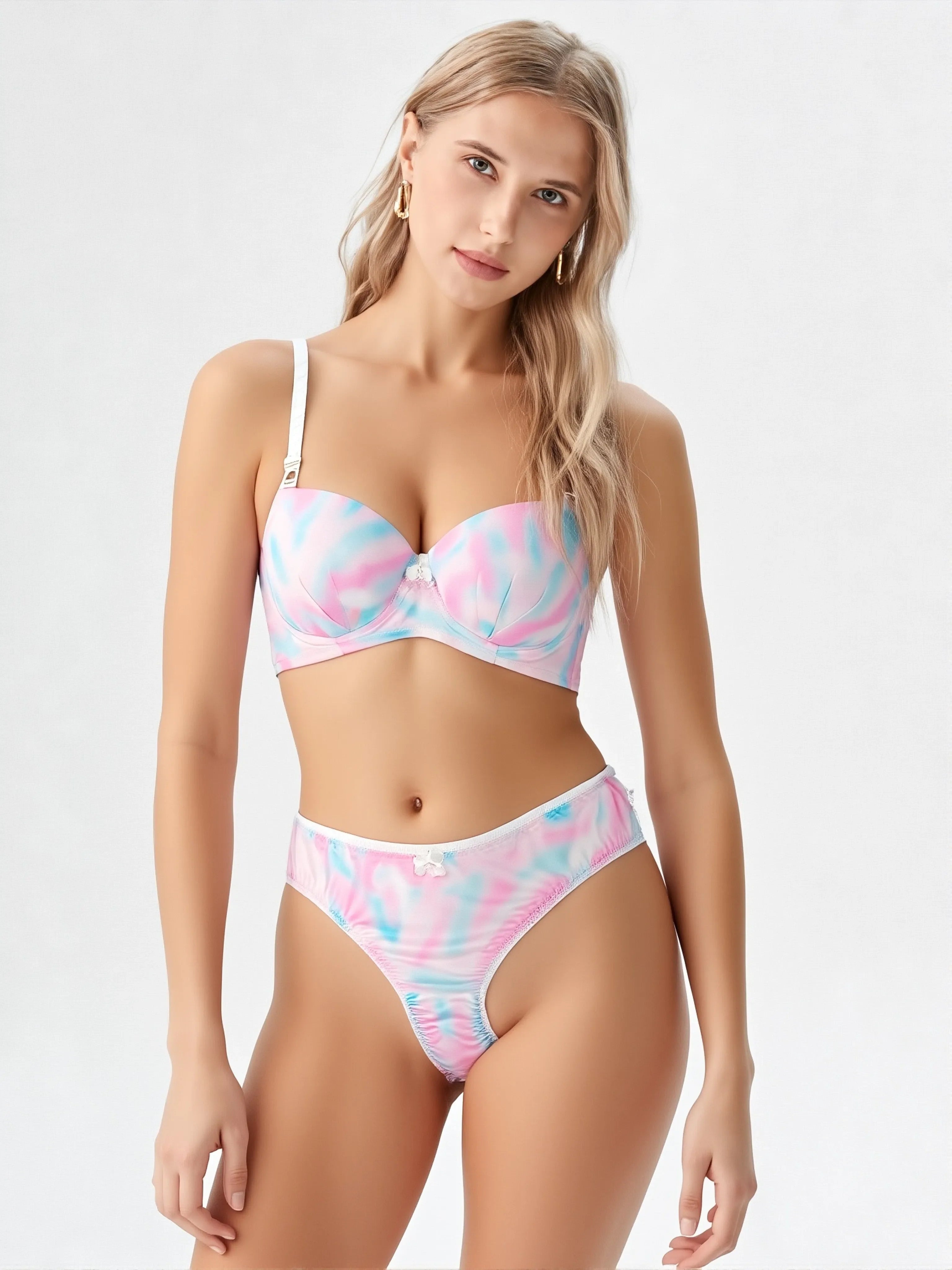 Pastel Print Padded Bra Set