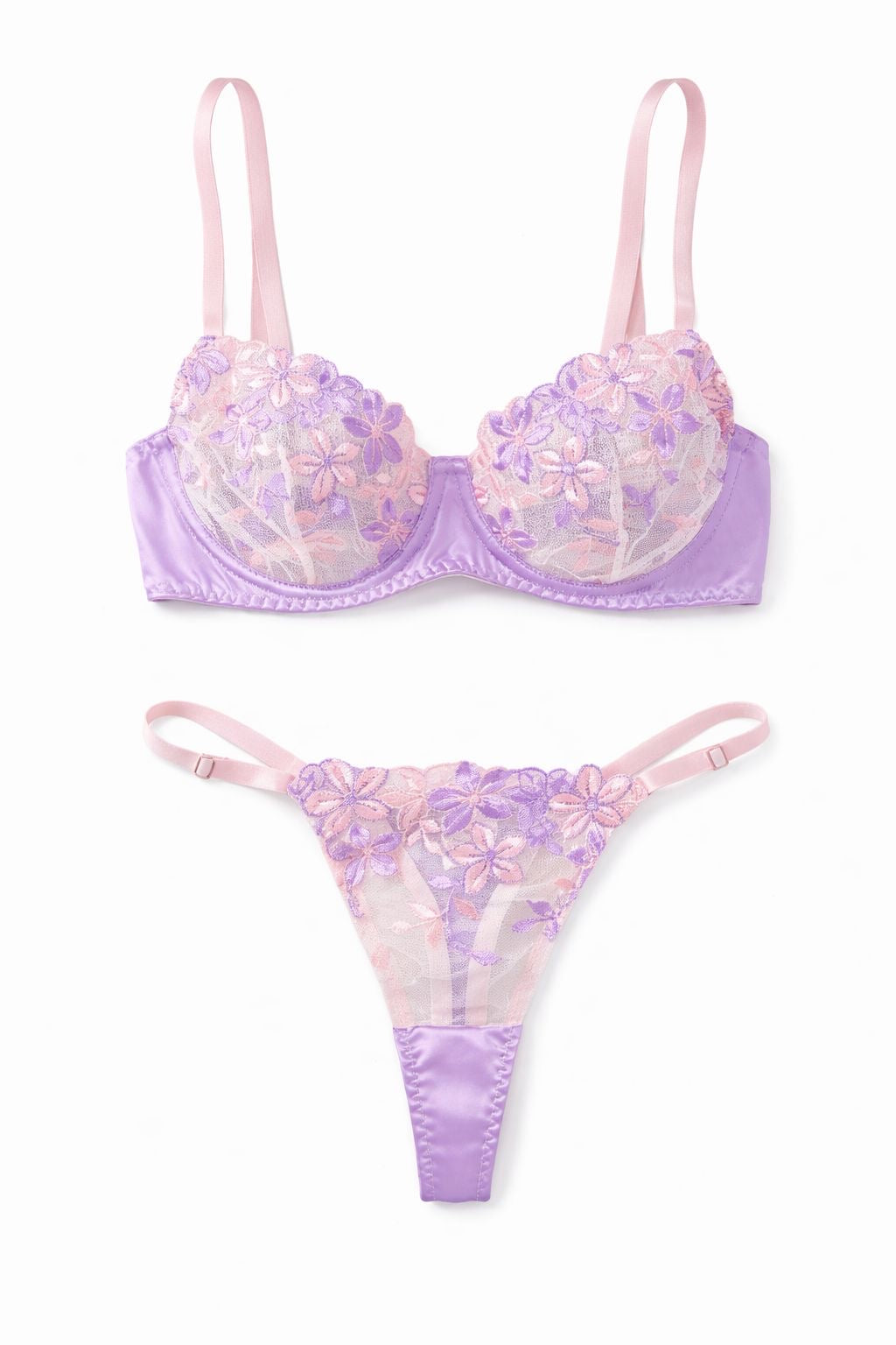Pastel Bloom Lace Lingerie Set