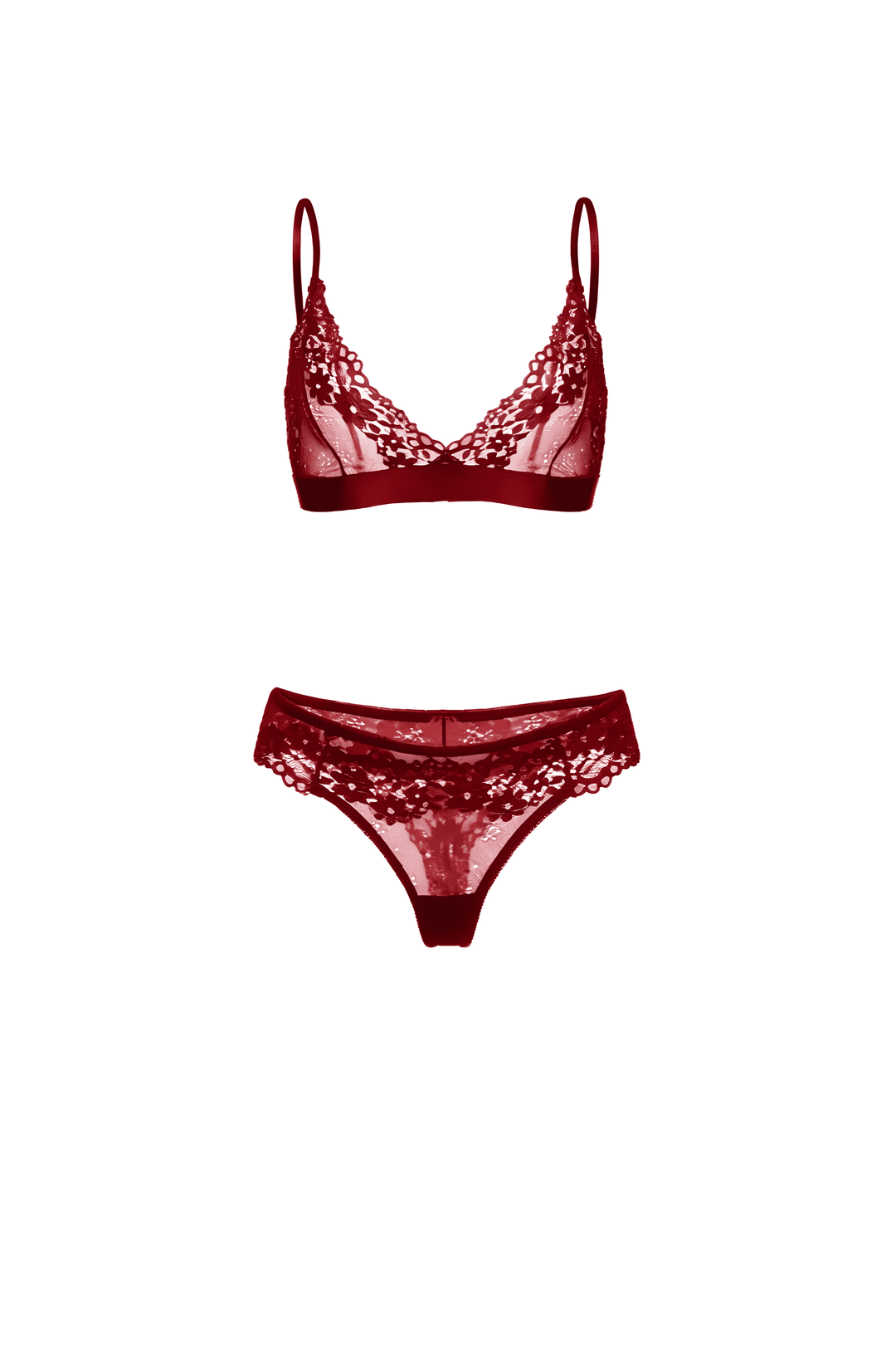 Wine Lace Bralette Set