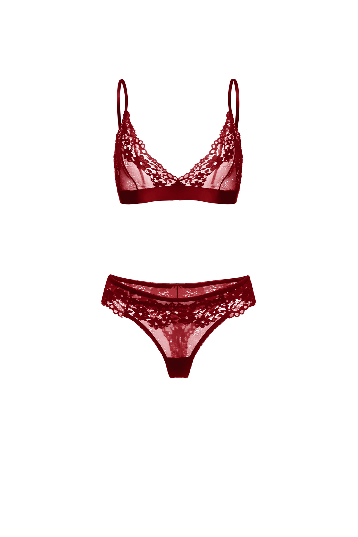 Wine lace bralette set
