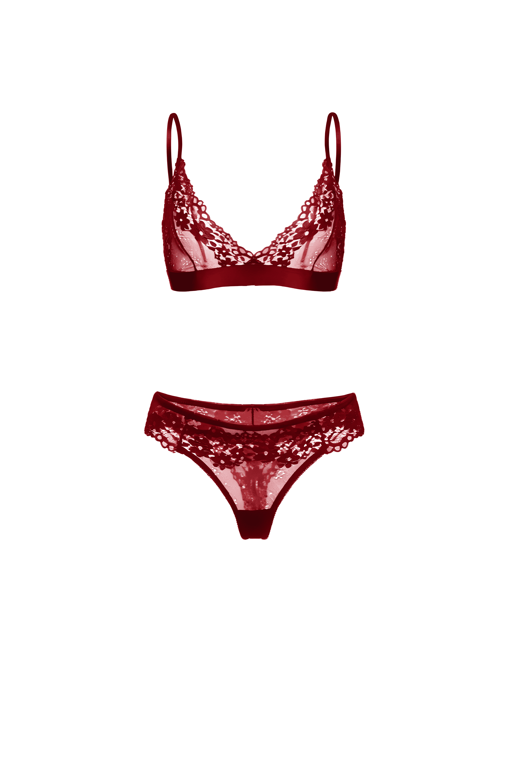 Wine Lace Bralette Set
