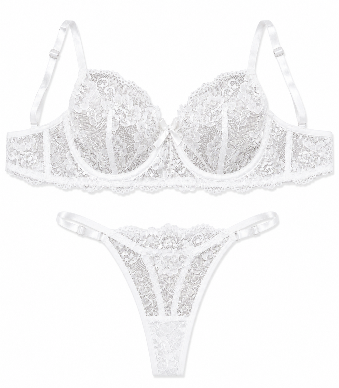 Elegant Lace Underwire Lingerie Set – White