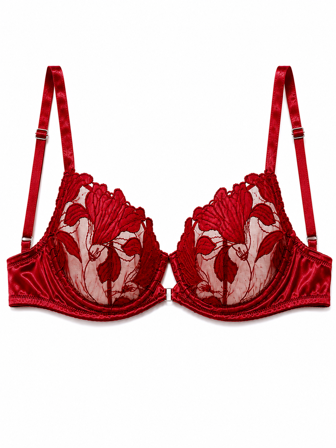 Red Floral Lace Lingerie Set