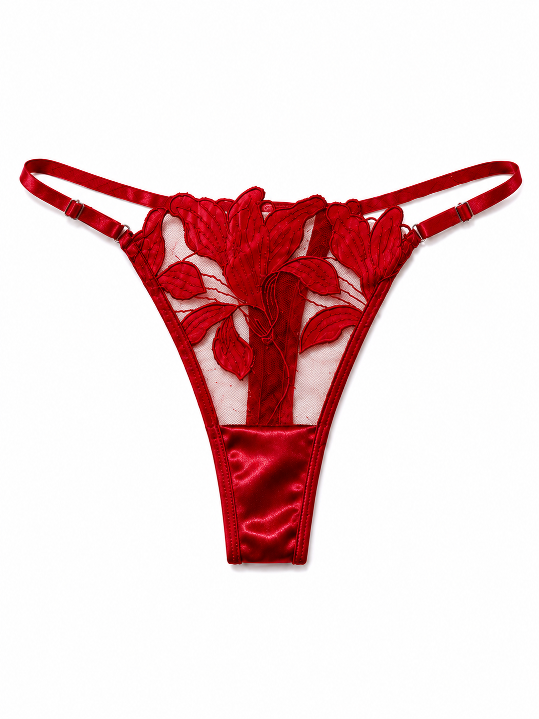 Red Floral Lace Lingerie Set