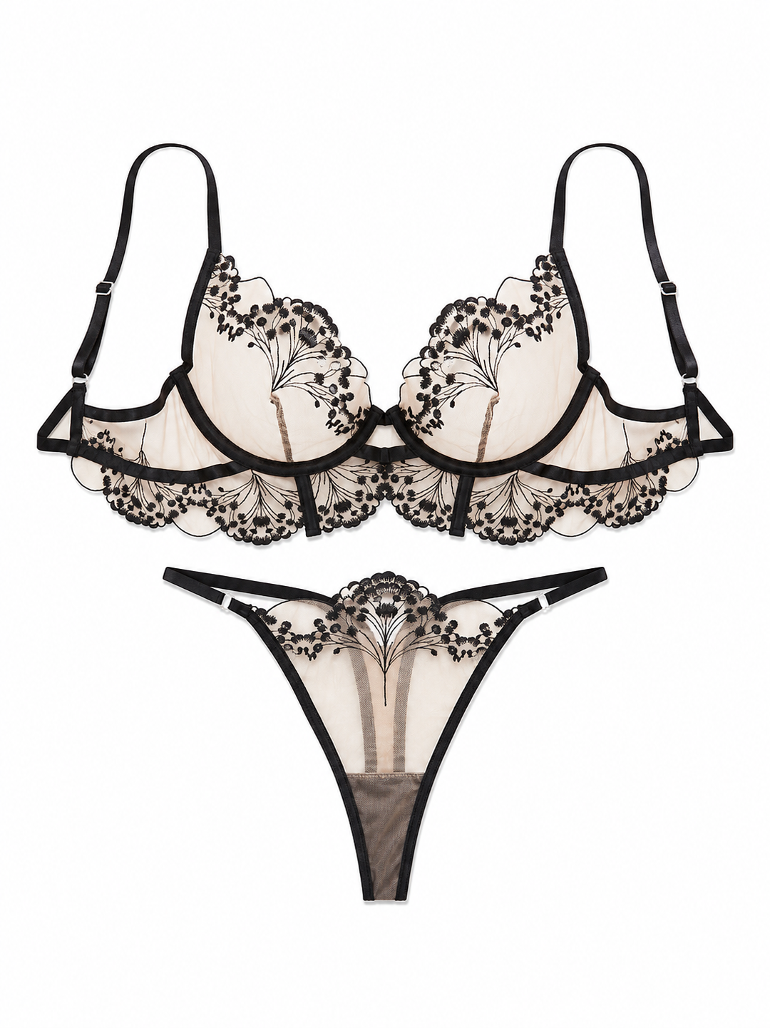 Noir Fleur Lace Balconette Lingerie Set