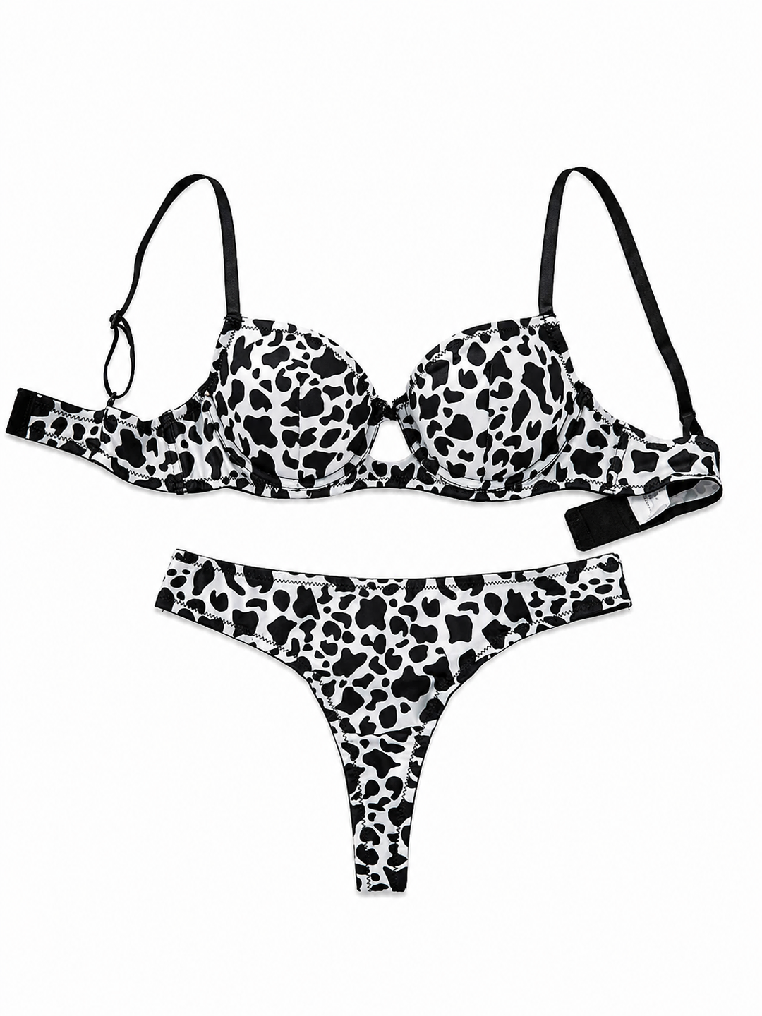 Midnight Cow Print Lingerie Set