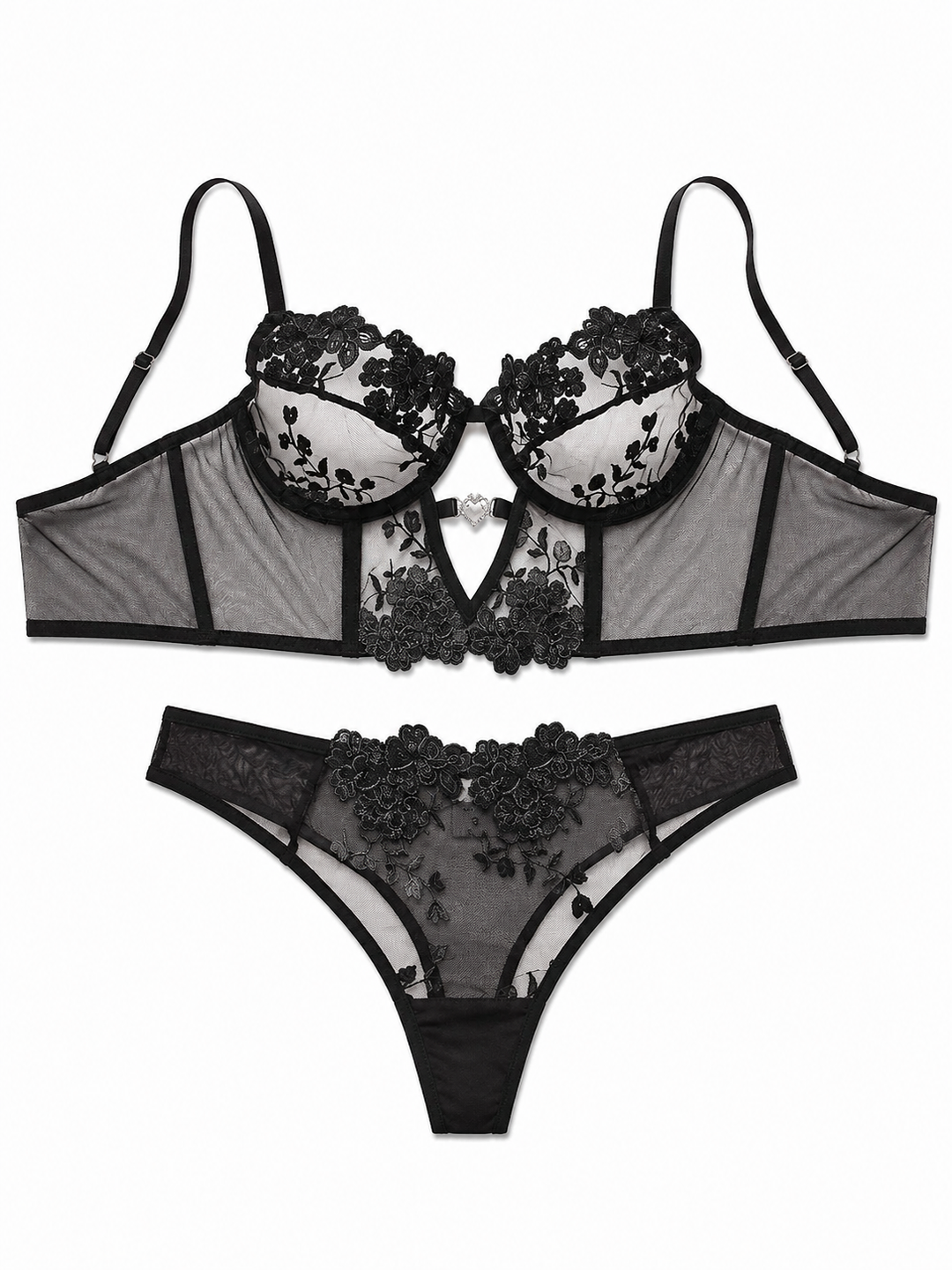Noir Rose Lace Lingerie Set