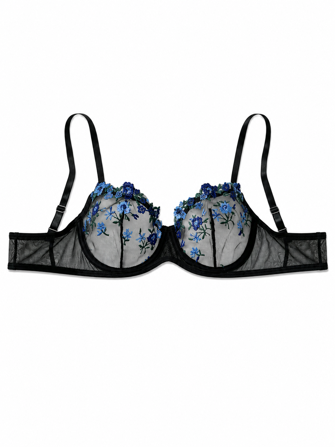 Midnight Bloom Embroidered Lingerie Set