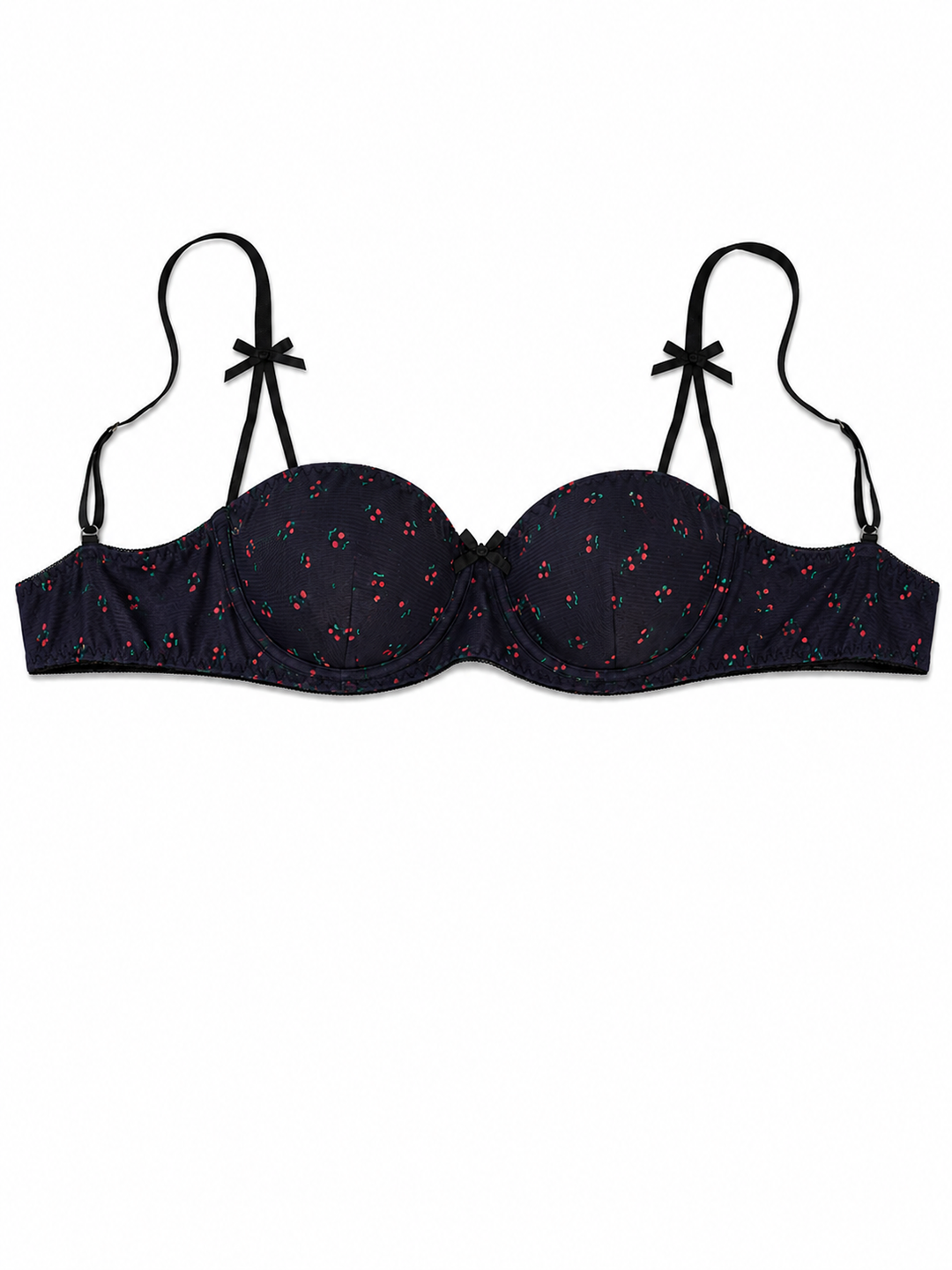 Midnight Cherry Bow Lingerie Set