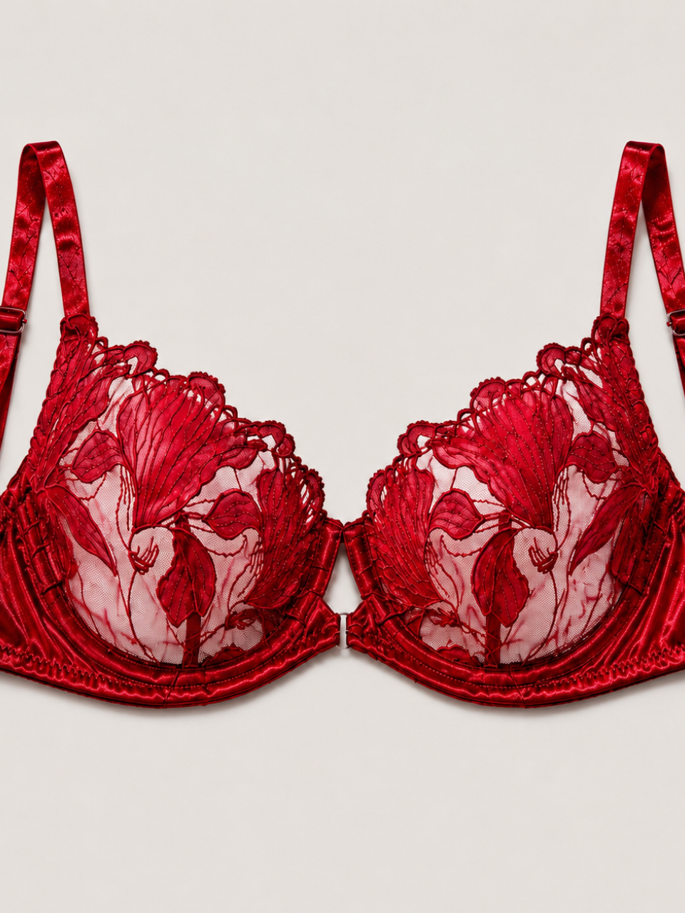 Red Floral Lace Lingerie Set