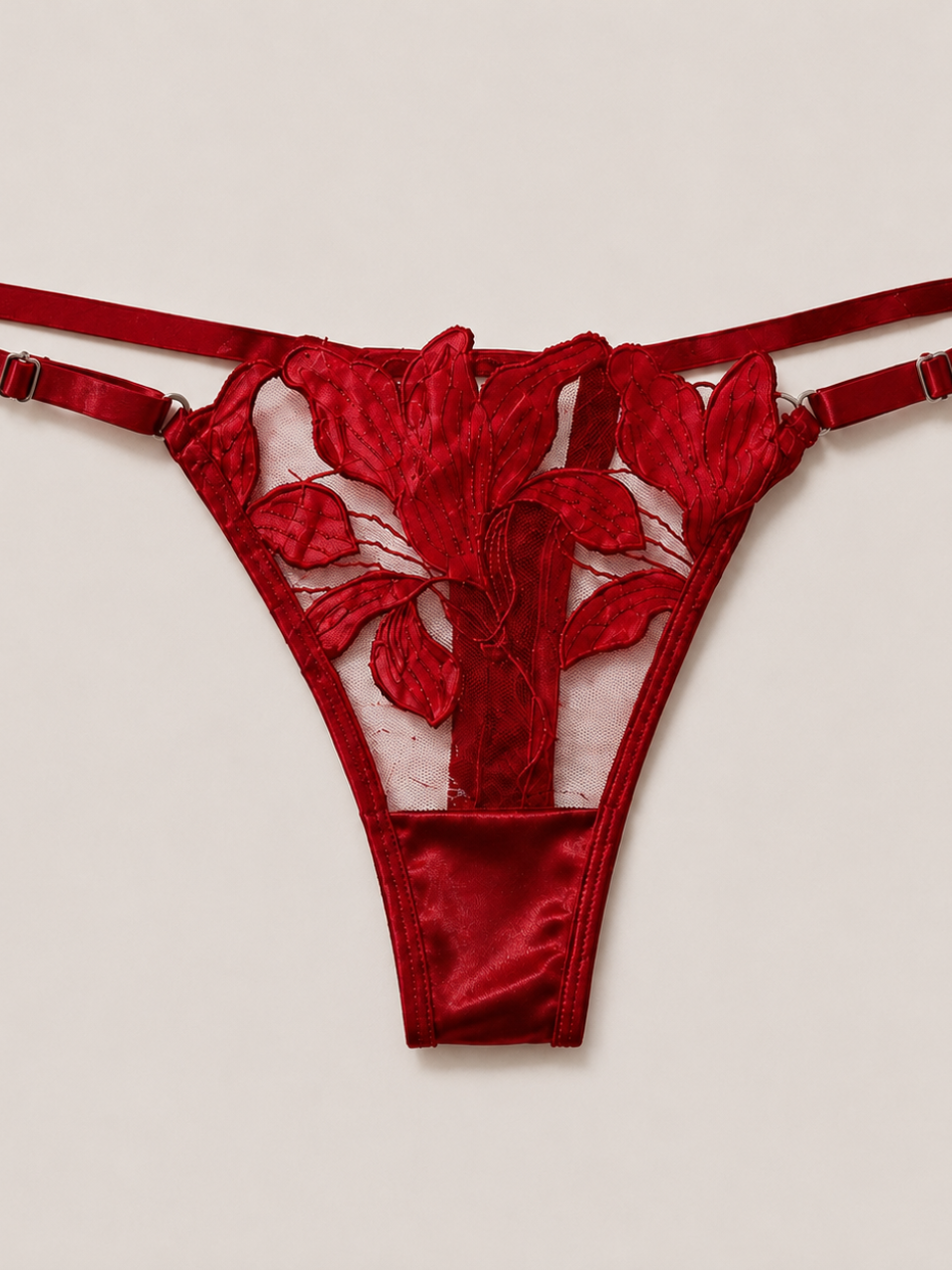 Red Floral Lace Lingerie Set